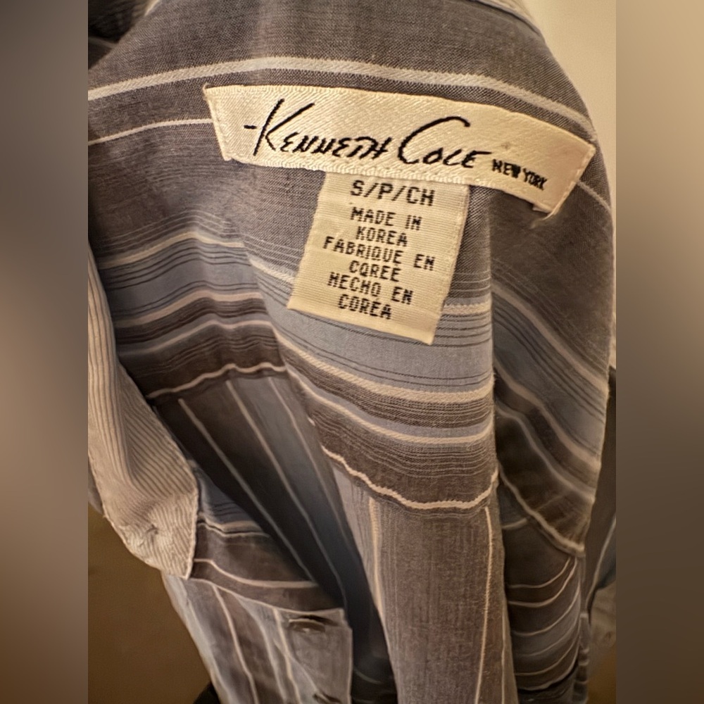 Men's Blue Striped Shirt short sleeves 100 cotton by Kenneth Cole New York